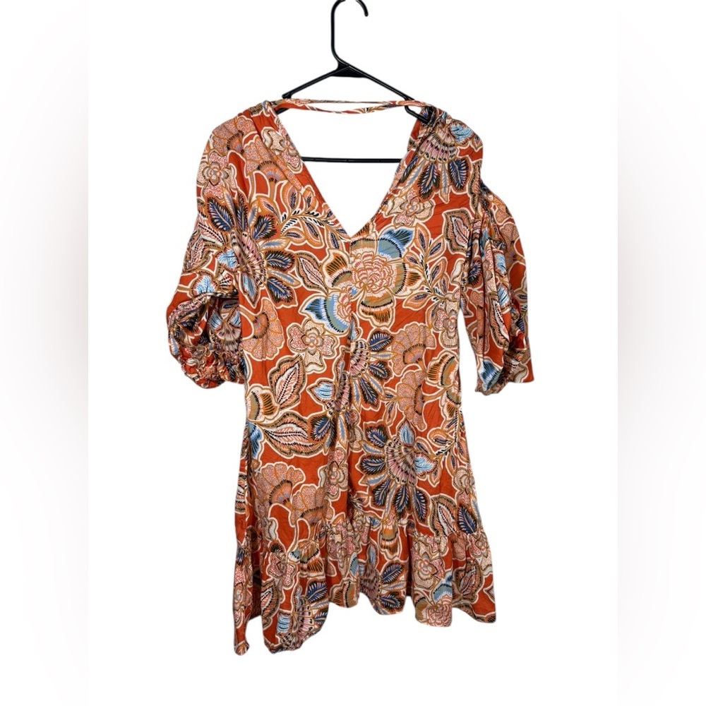 Misa Sari Floral Poplin Balloon Sleeve Mini Dress Size Medium - Picture 3 of 10